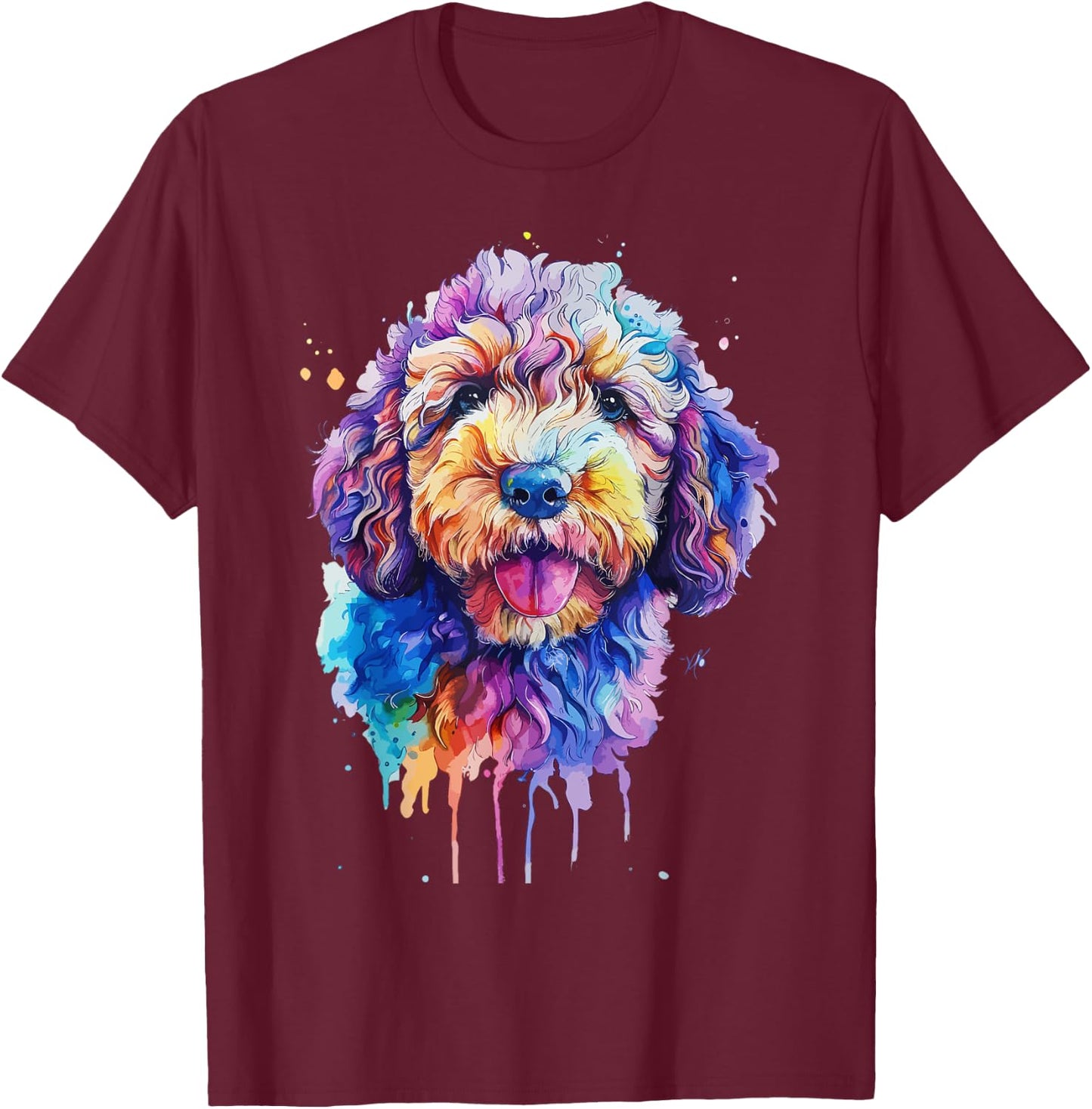 Goldendoodle Lovers Pop Art Colorful Goldendoodle Dog Men Women Kids T-Shirt - T-Shirt | Maroon