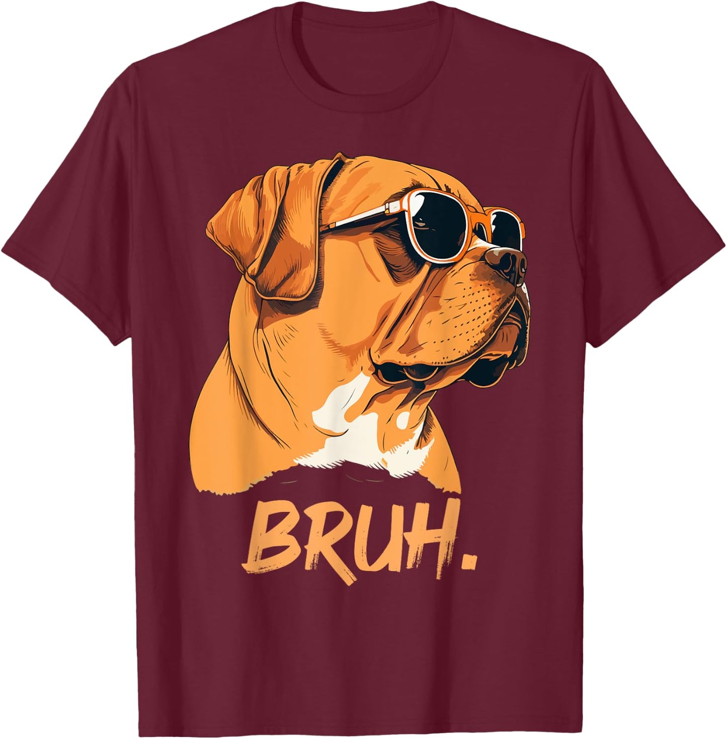 Bruh Funny Meme Saying Bruh with Dog face Teens Boy Girls T-Shirt - T-Shirt | Maroon