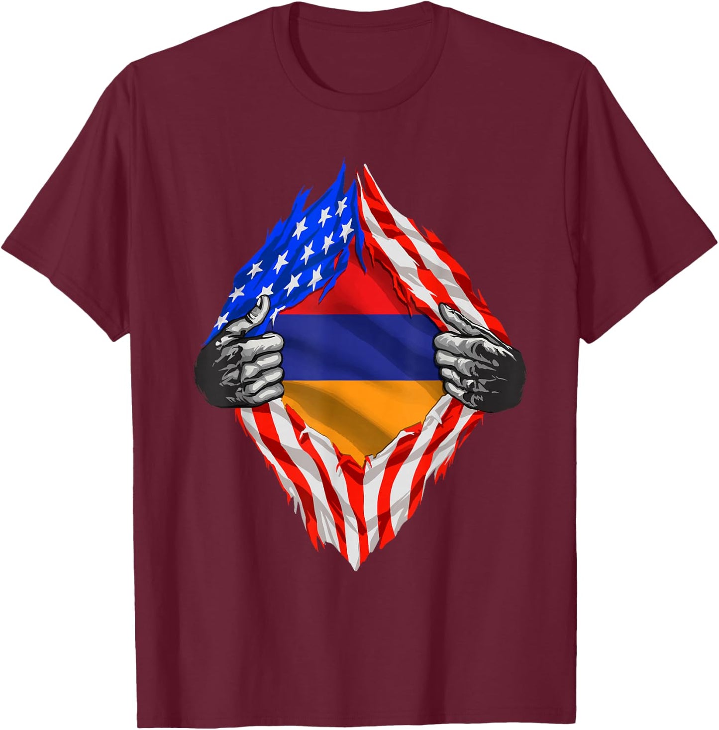 Armenia Super American Armenian Flag Armenia Roots Citizen T-Shirt - T-Shirt | Maroon