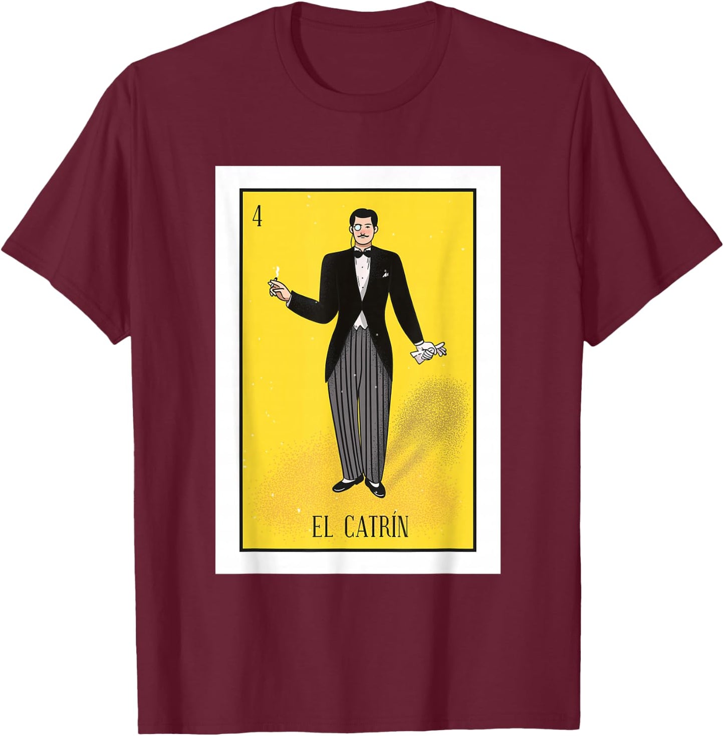 El Catrin Lottery Gift The Gentleman Card Mexican Lottery T-Shirt - T-Shirt | Maroon