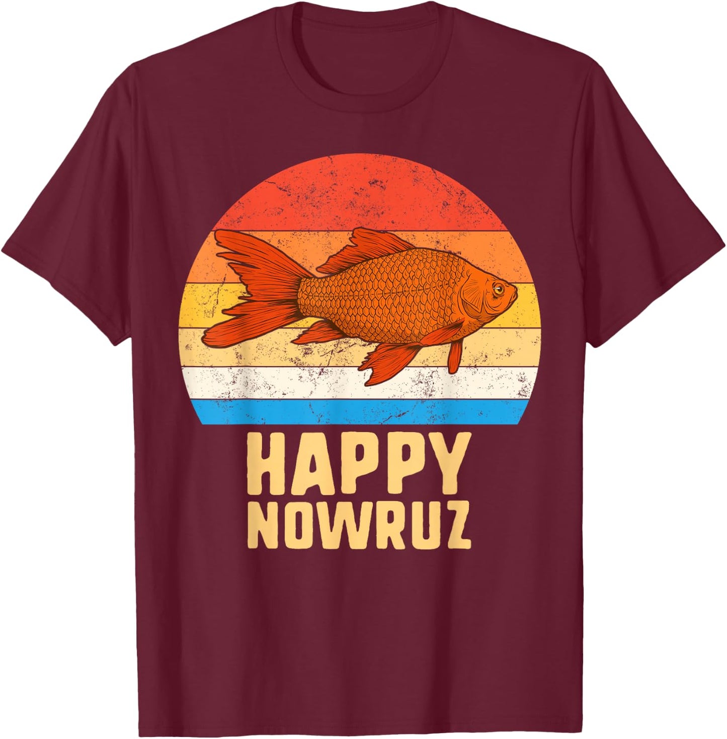 Happy Nowruz Persian New Year Goldfish Iran Norooz 1399 Gift T-Shirt - T-Shirt | Maroon