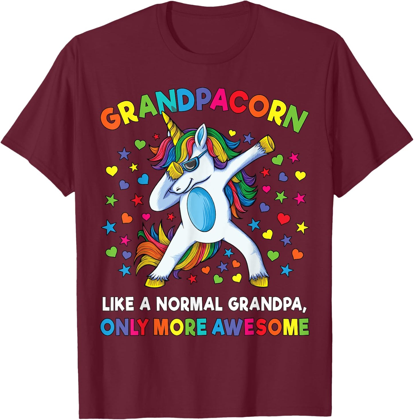 Grandpa Unicorn Boys Party Gift T-Shirt - T-Shirt | Maroon