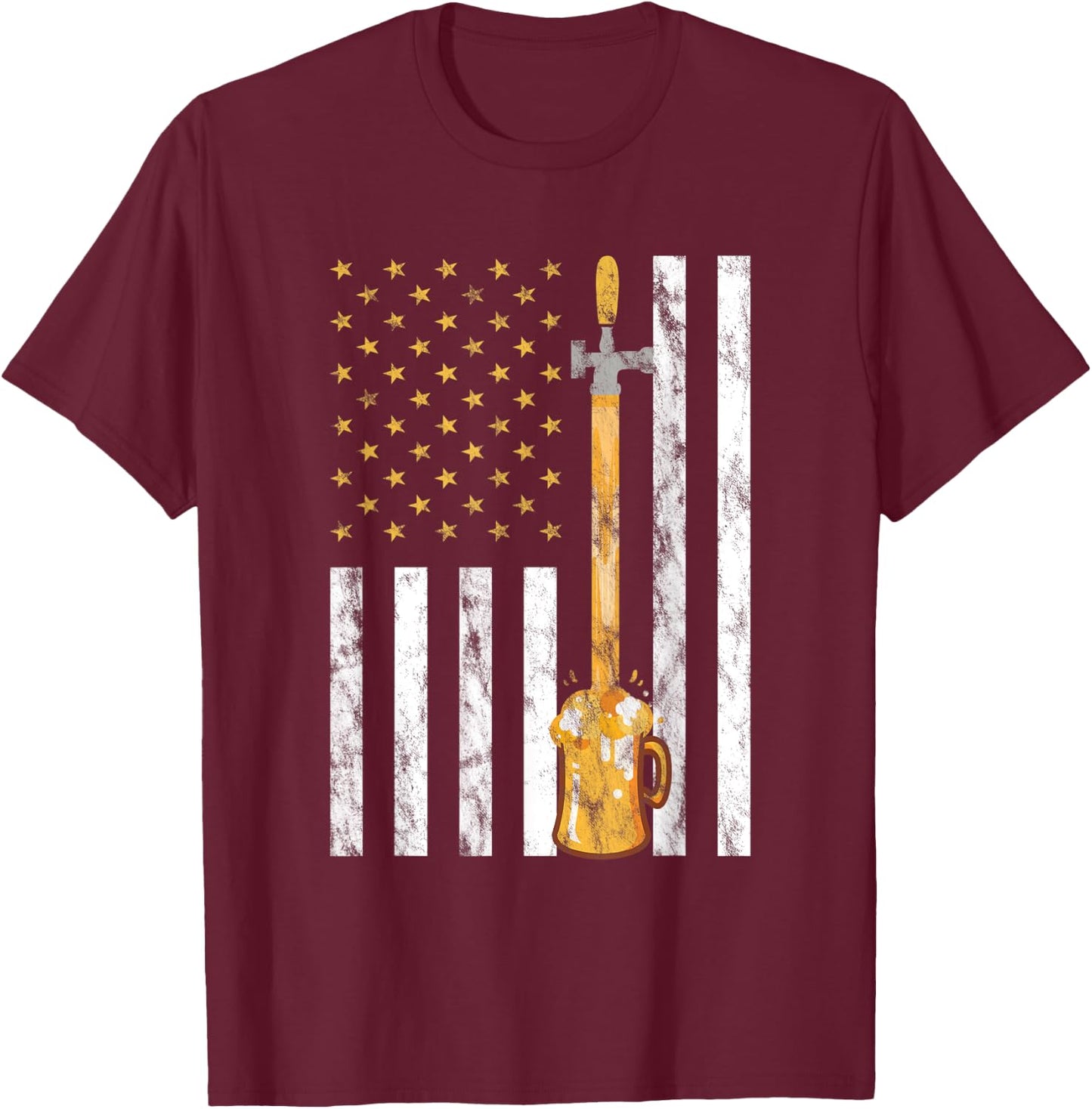 Craft Beer American Flag - USA 4th July Brewery Men T-Shirt - T-Shirt | Maroon