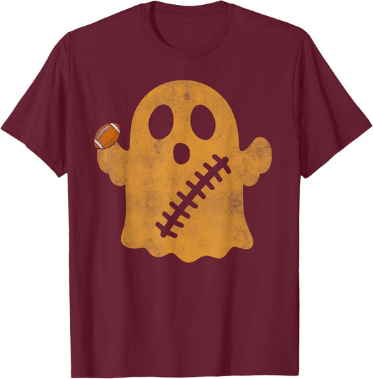 Football Cute Ghost Football Lover Halloween Football Player T-Shirt - T-Shirt | Maroon
