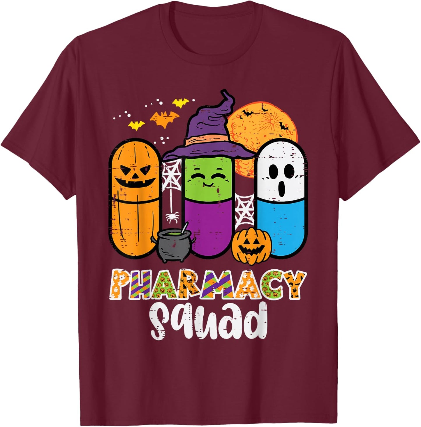Halloween Pharmacy Squad PIlls Costume Pharmacist Women Men T-Shirt - T-Shirt | Maroon