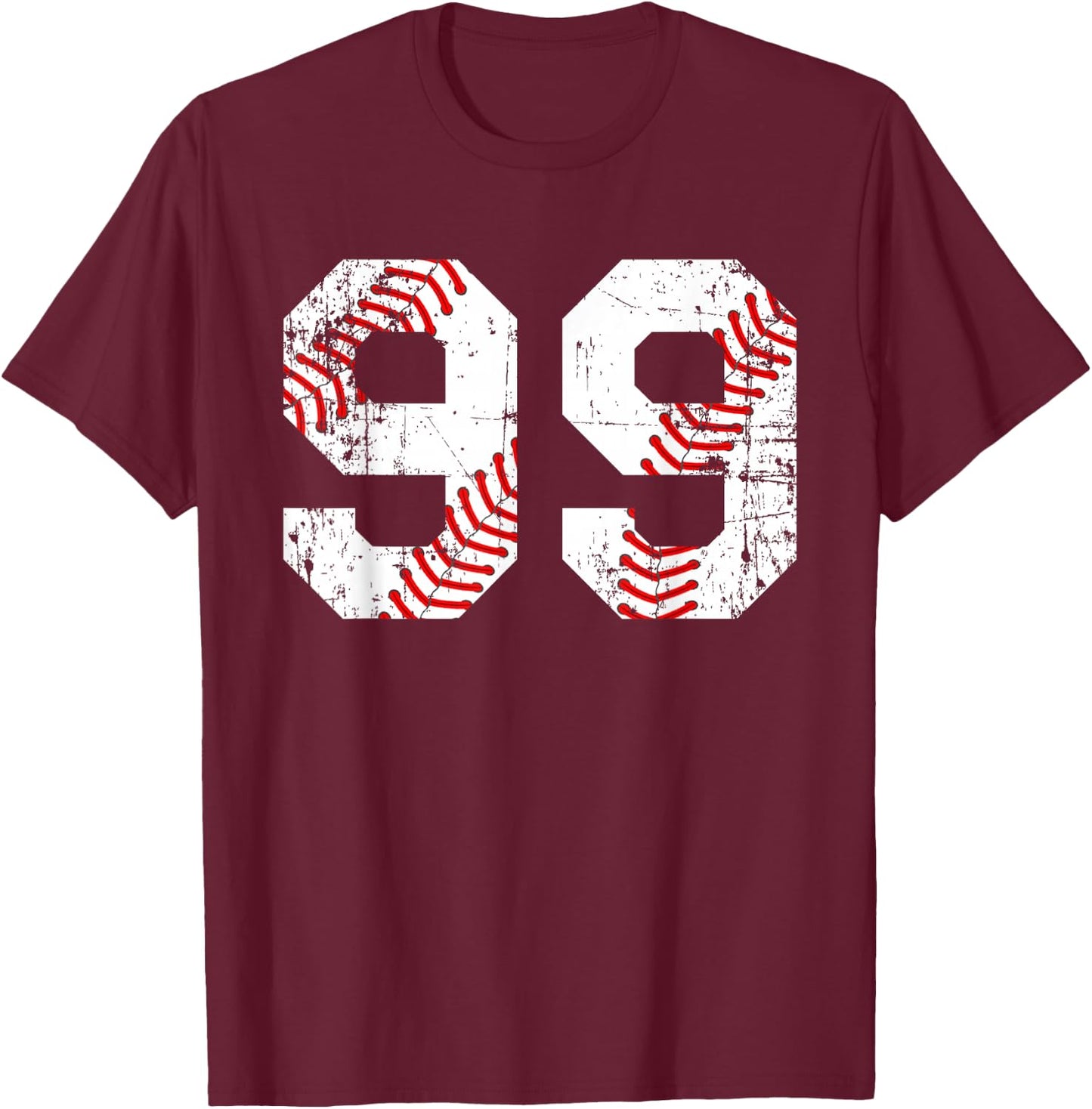 Vintage Baseball 99 Jersey Number T-Shirt - T-Shirt | Maroon