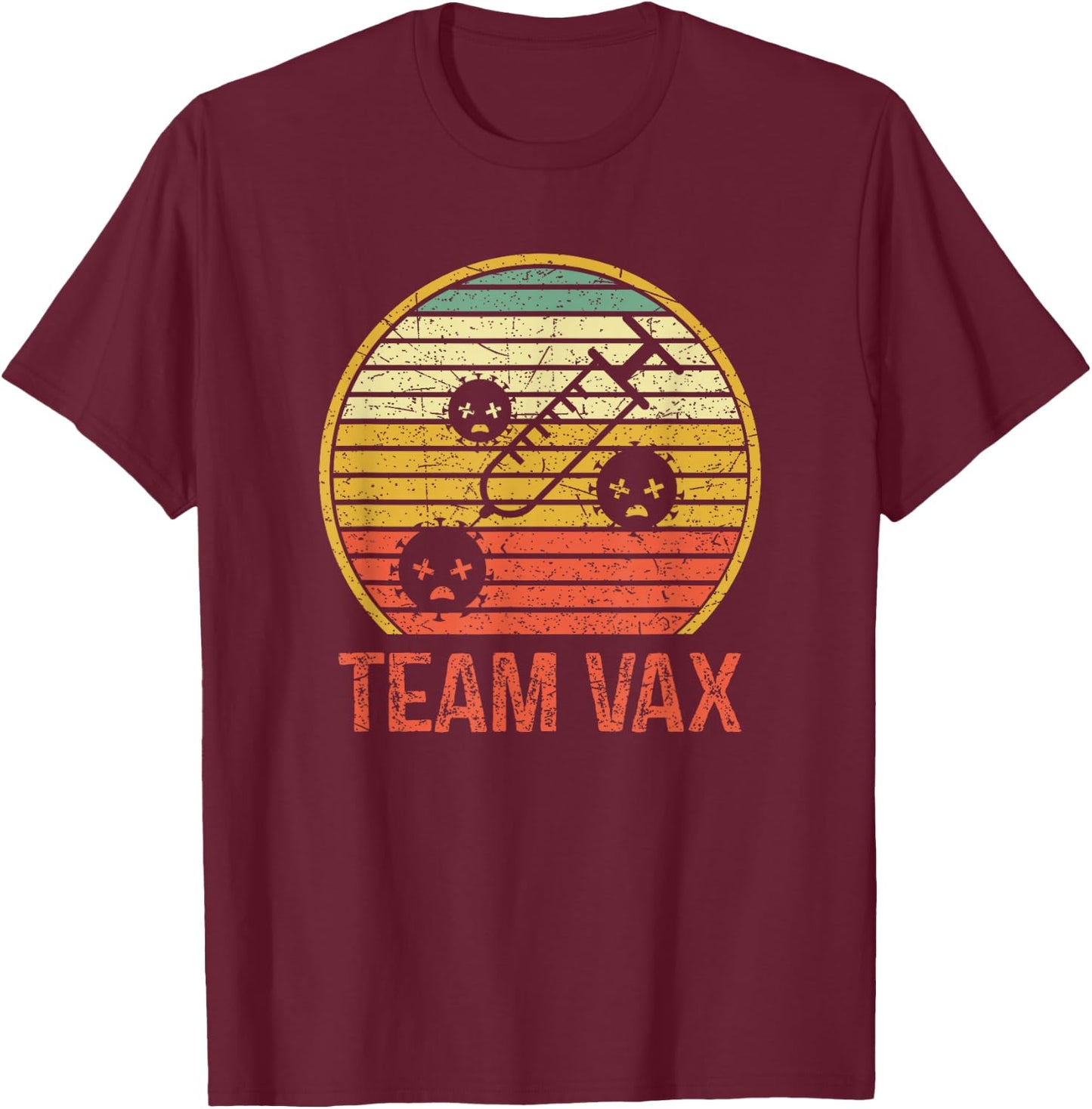 Team Vax Vaccination Retro Vintage Pro Vaccine T-Shirt - T-Shirt | Maroon