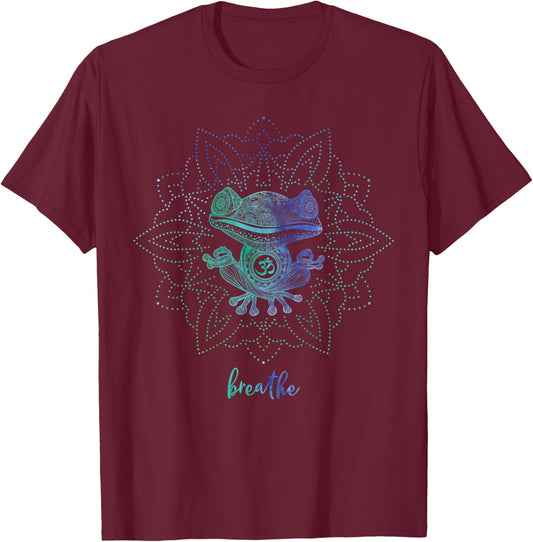 Om Zen Yoga Animal Spiritual Pose Relax Meditating Frog T-Shirt - T-Shirt | Maroon