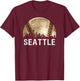 Seattle Skyline City Vintage Baseball Lover T-Shirt - T-Shirt | Maroon