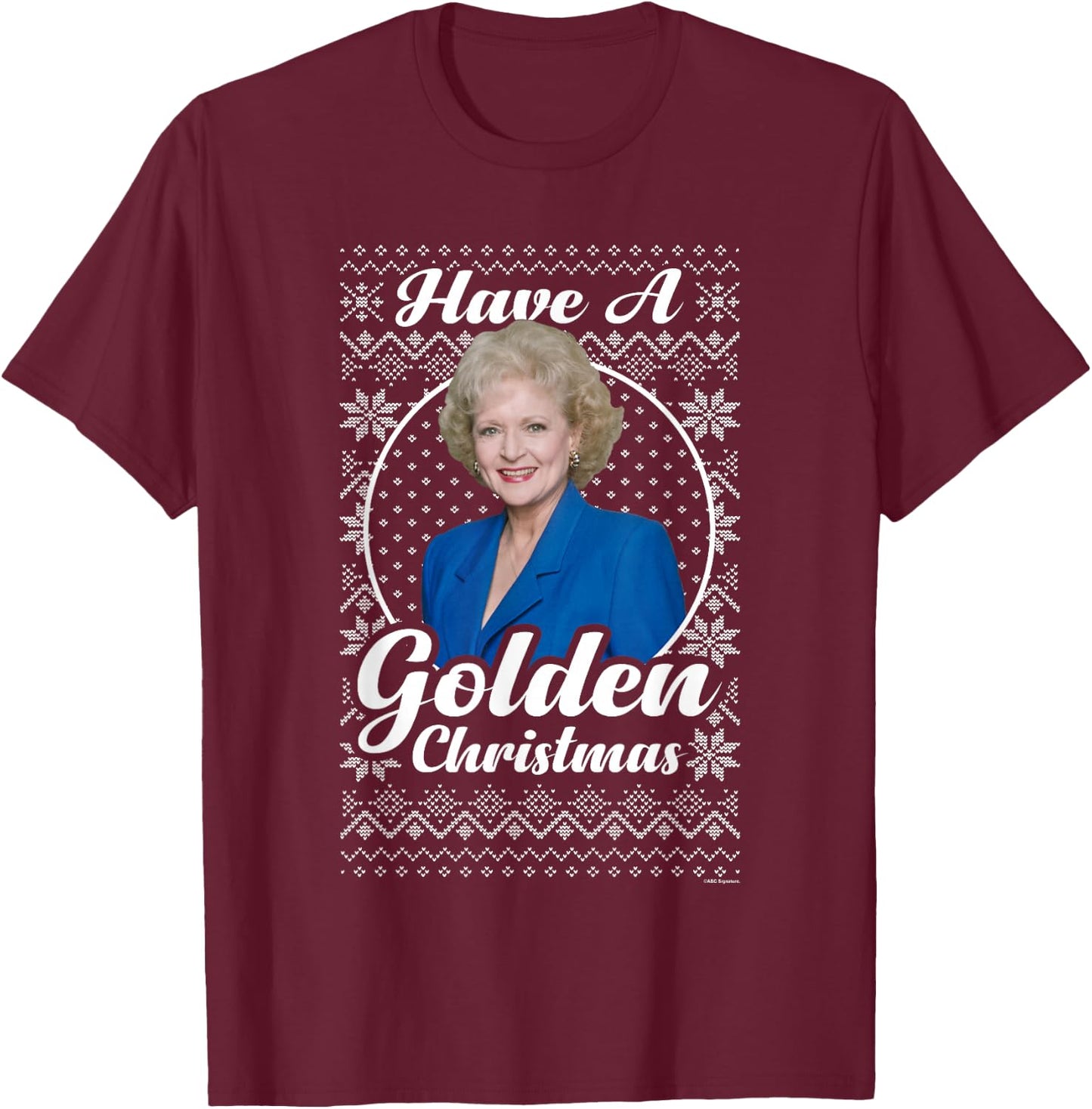 The Golden Girls Iconic Rose Have A Golden Christmas Logo T-Shirt - T-Shirt | Maroon