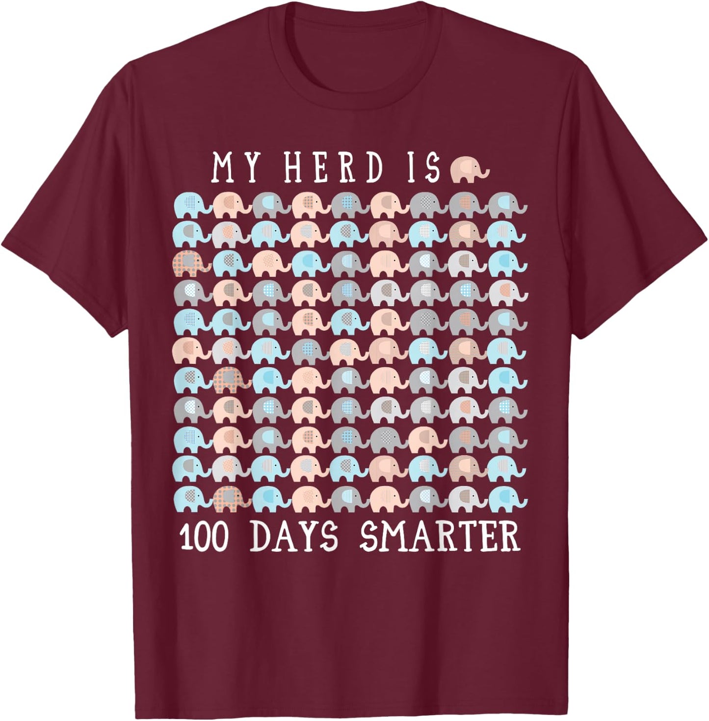 100 Days OF School Elephant Teacher Zoo Themed T-Shirt - T-Shirt | Maroon