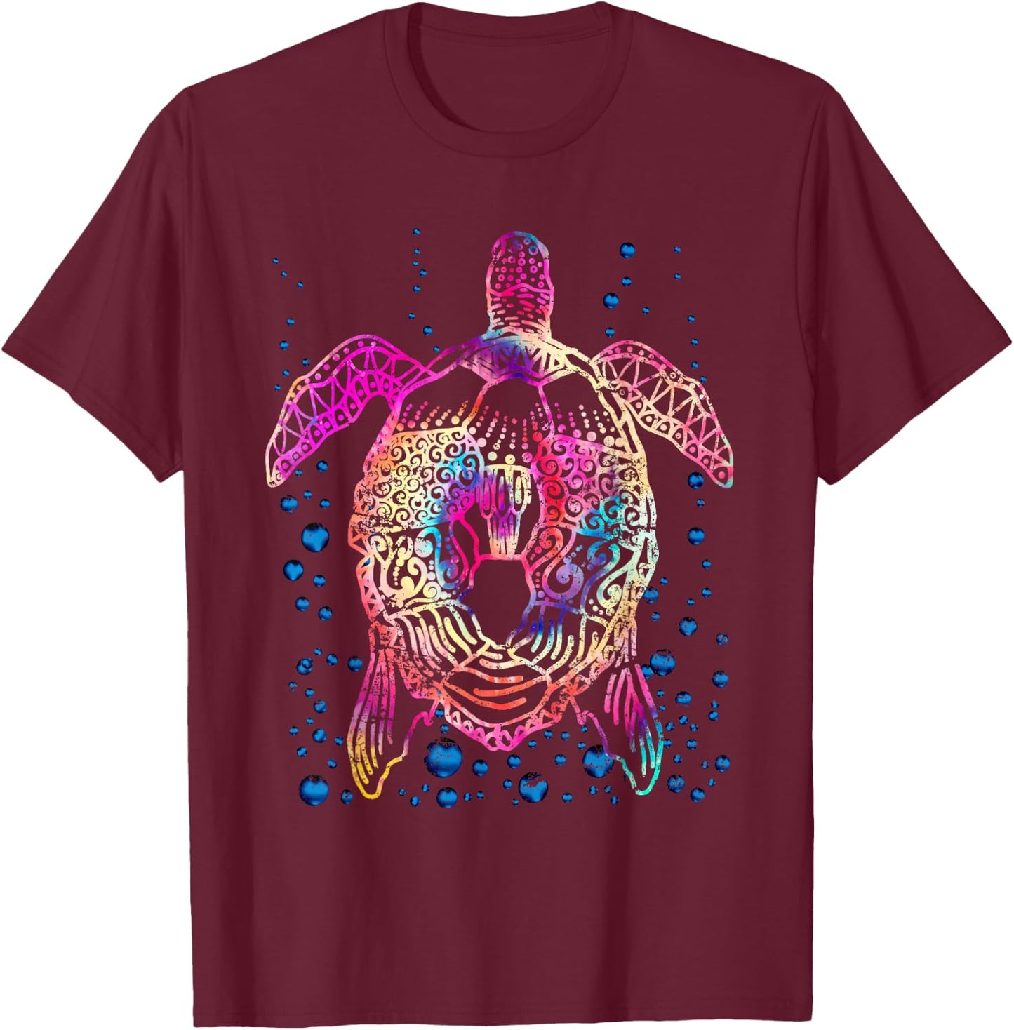 Ocean Animal Tie Dye Tribal Sea Animal Maori Turtle T-Shirt - T-Shirt | Maroon
