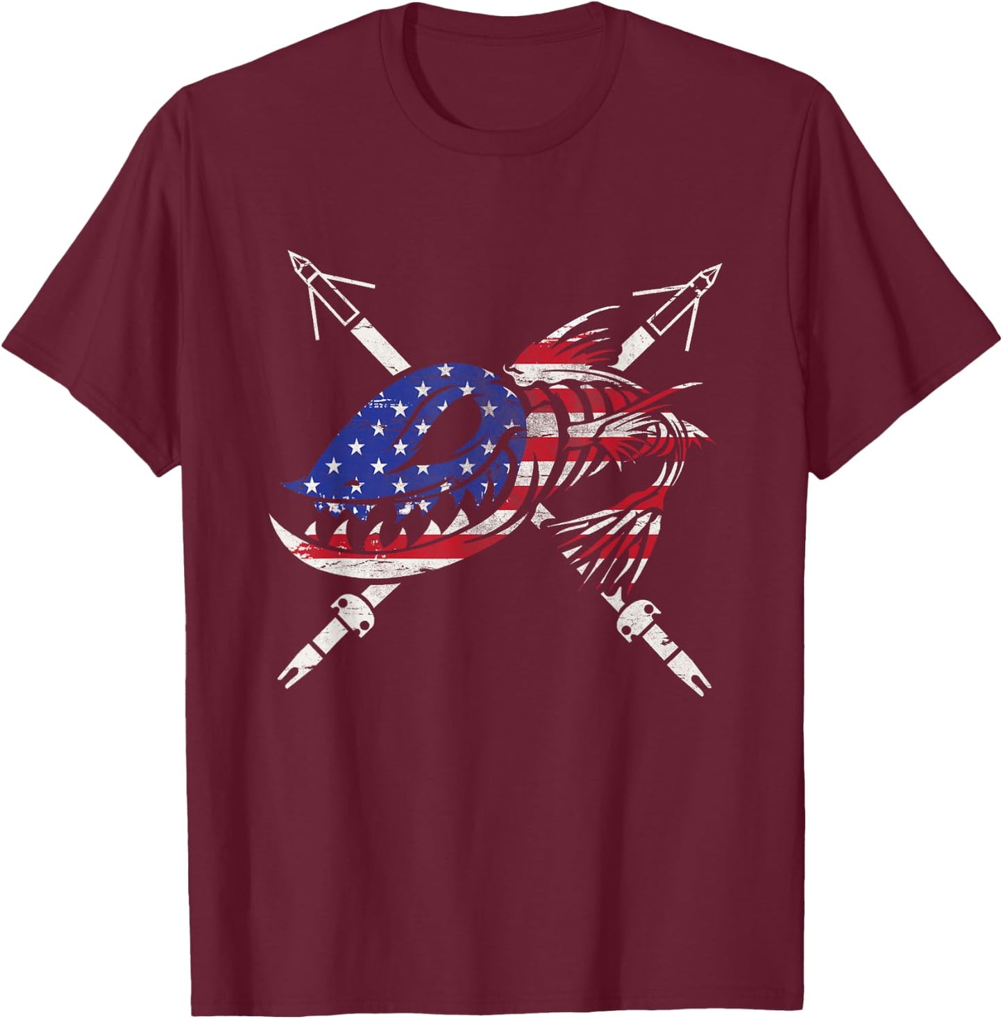 Bowfishing freedom flag USA vintage Great Gift T-Shirt - T-Shirt | Maroon