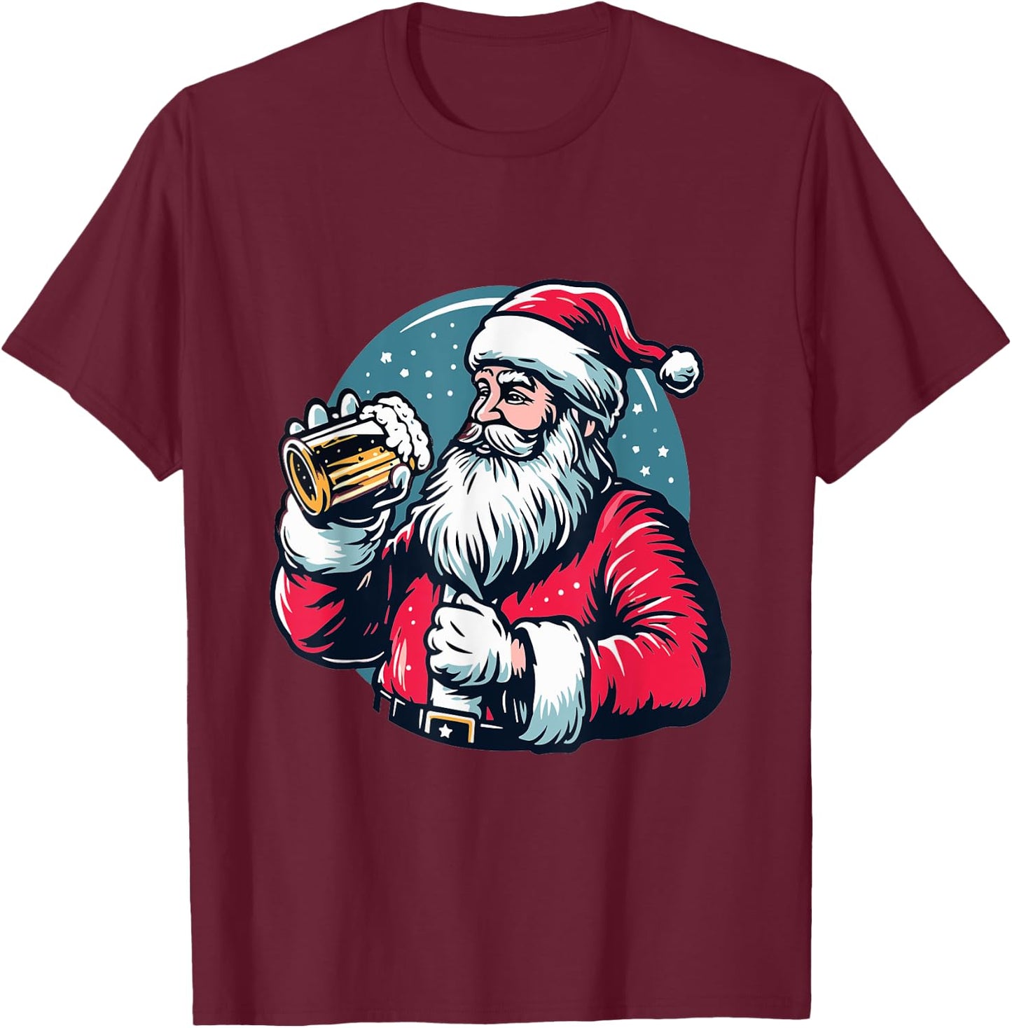 Funny Christmas Santa Claus Drinking Beer Men Women Xmas T-Shirt - T-Shirt | Maroon