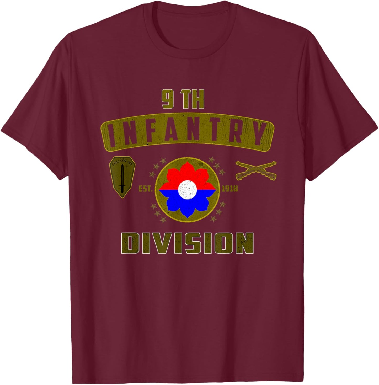 9th Infantry Division Military Veteran Father Day Christmas T-Shirt - T-Shirt | Maroon