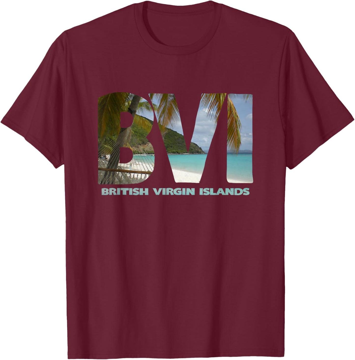 British Virgin Islands BVI Souvenir Beach & Palm Trees T-Shirt - T-Shirt | Maroon