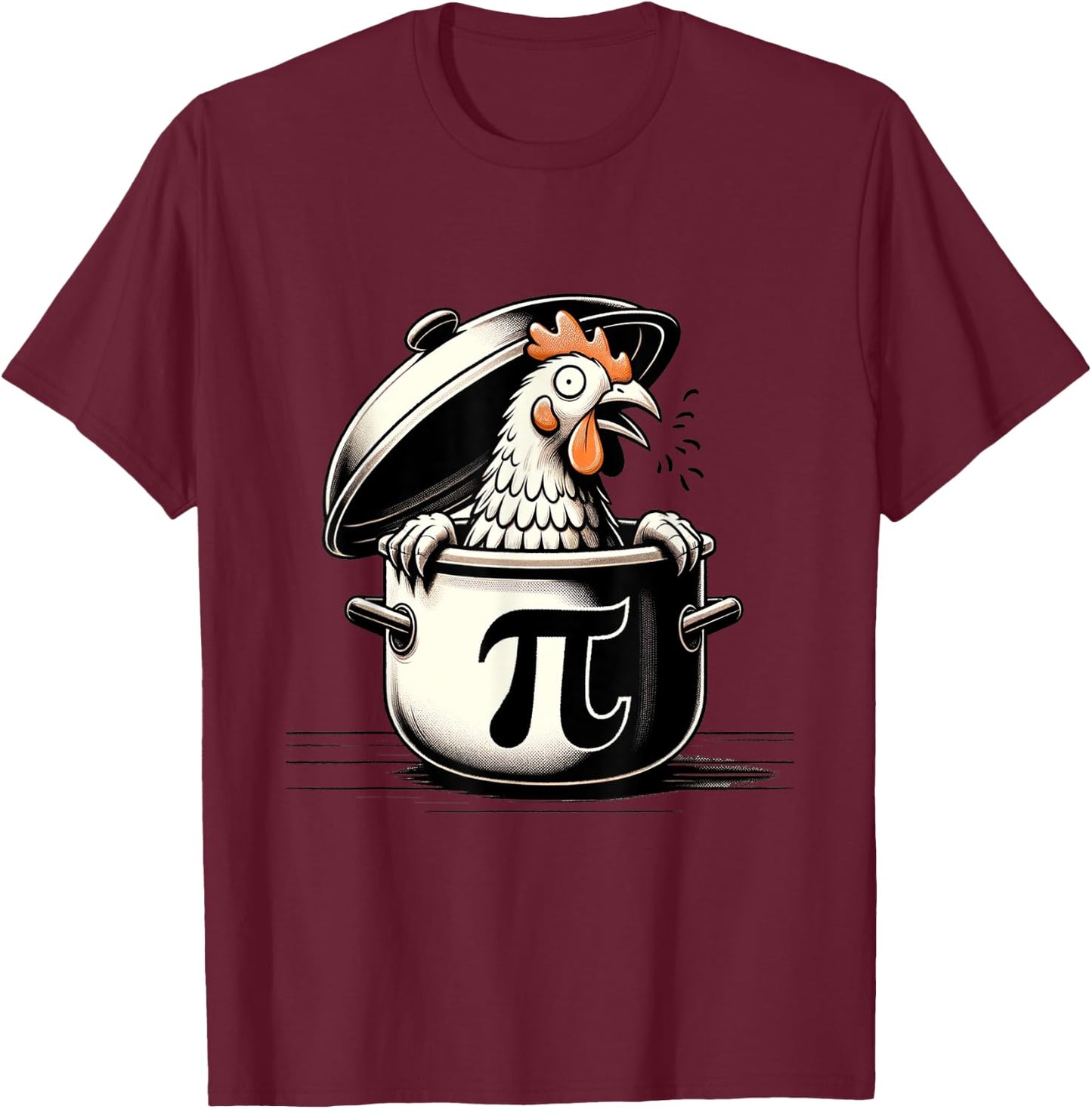 Chicken Pot Pi Funny 2024 Pi Day Math Teacher Men Women Kids T-Shirt - T-Shirt | Maroon