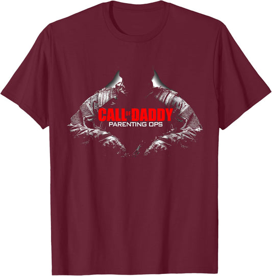 Call of Daddy Parenting Ops Shirt - Gamer Dad Gift T-Shirt - T-Shirt | Maroon