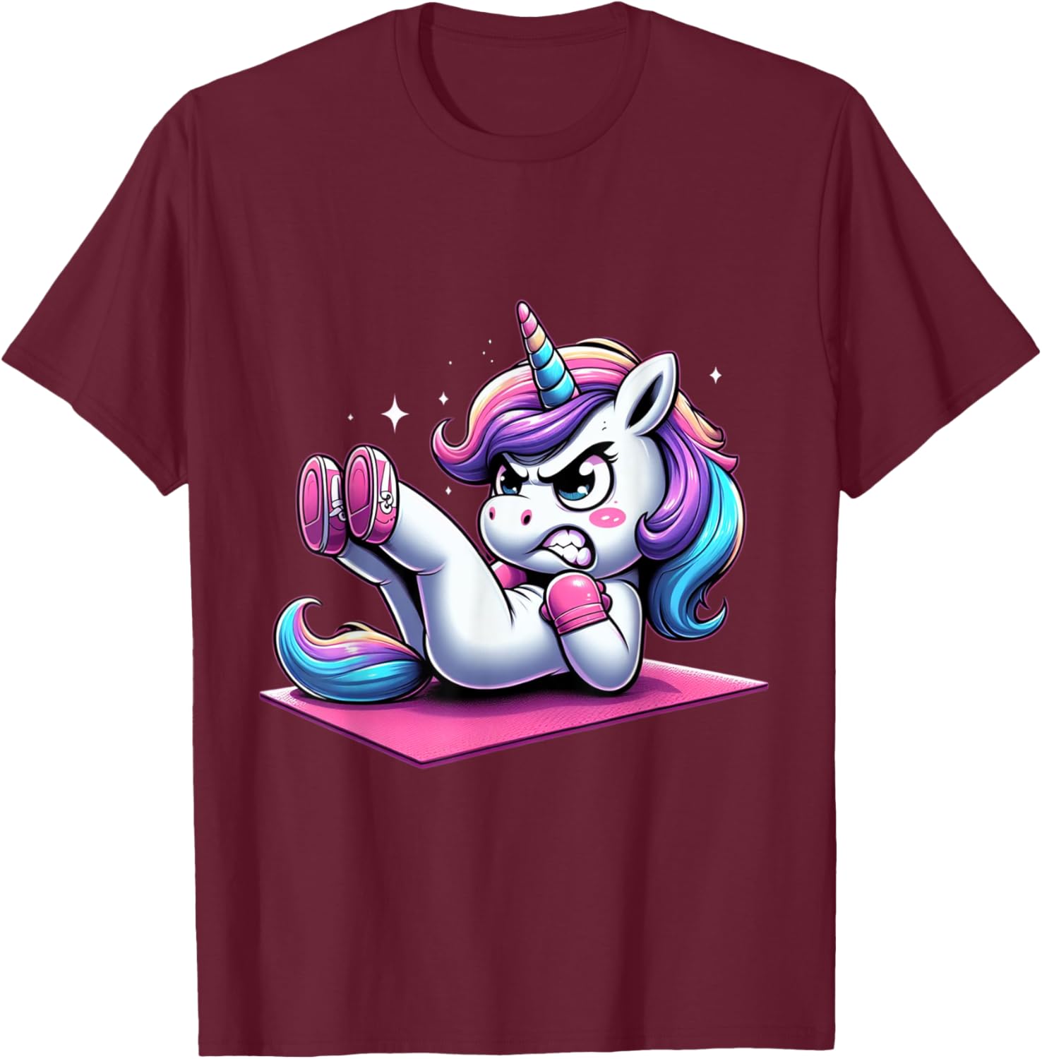 Unicorn Crunches Fitness Gym Boys Girls Men Women Kids T-Shirt - T-Shirt | Maroon