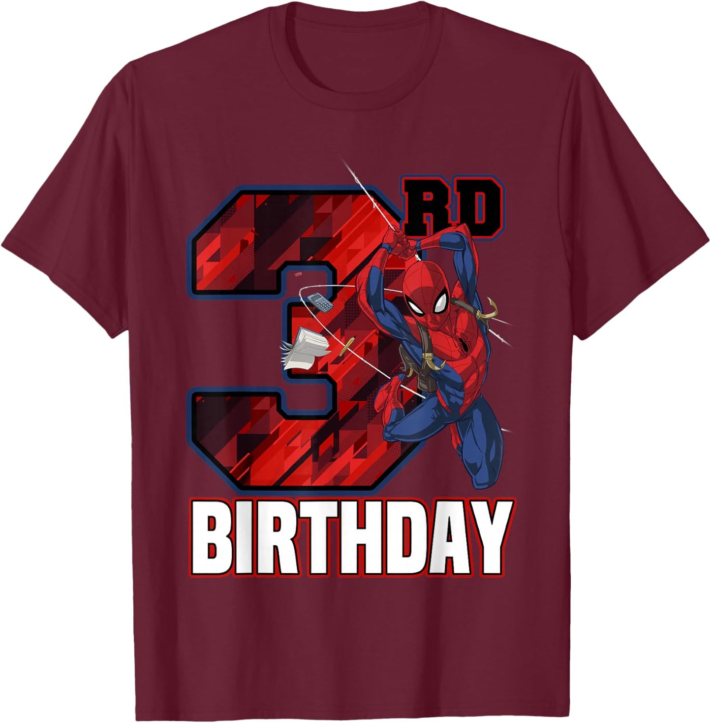 Marvel Spider-Man Web Swing 3rd Birthday T-Shirt - T-Shirt | Maroon