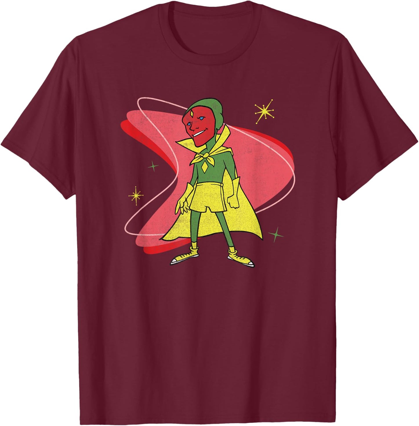 Marvel WandaVision Vision 50s Retro T-Shirt - T-Shirt | Maroon