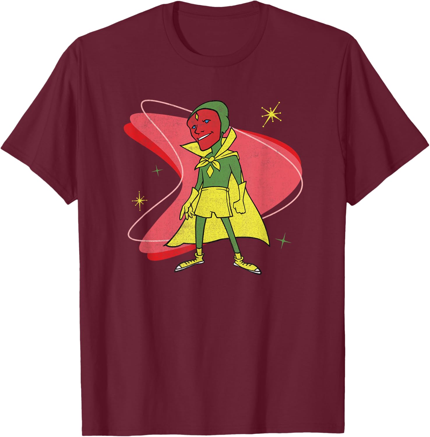 Marvel WandaVision Vision 50s Retro T-Shirt - T-Shirt | Maroon