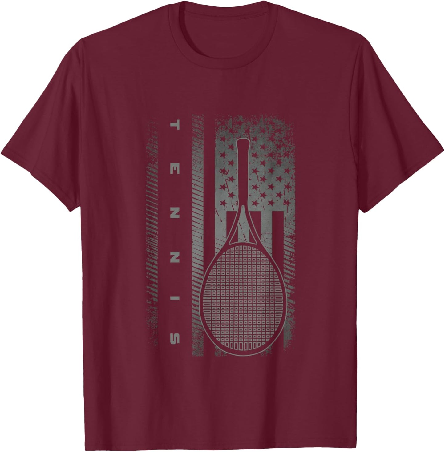 American Flag Tennis T-Shirt - T-Shirt | Maroon