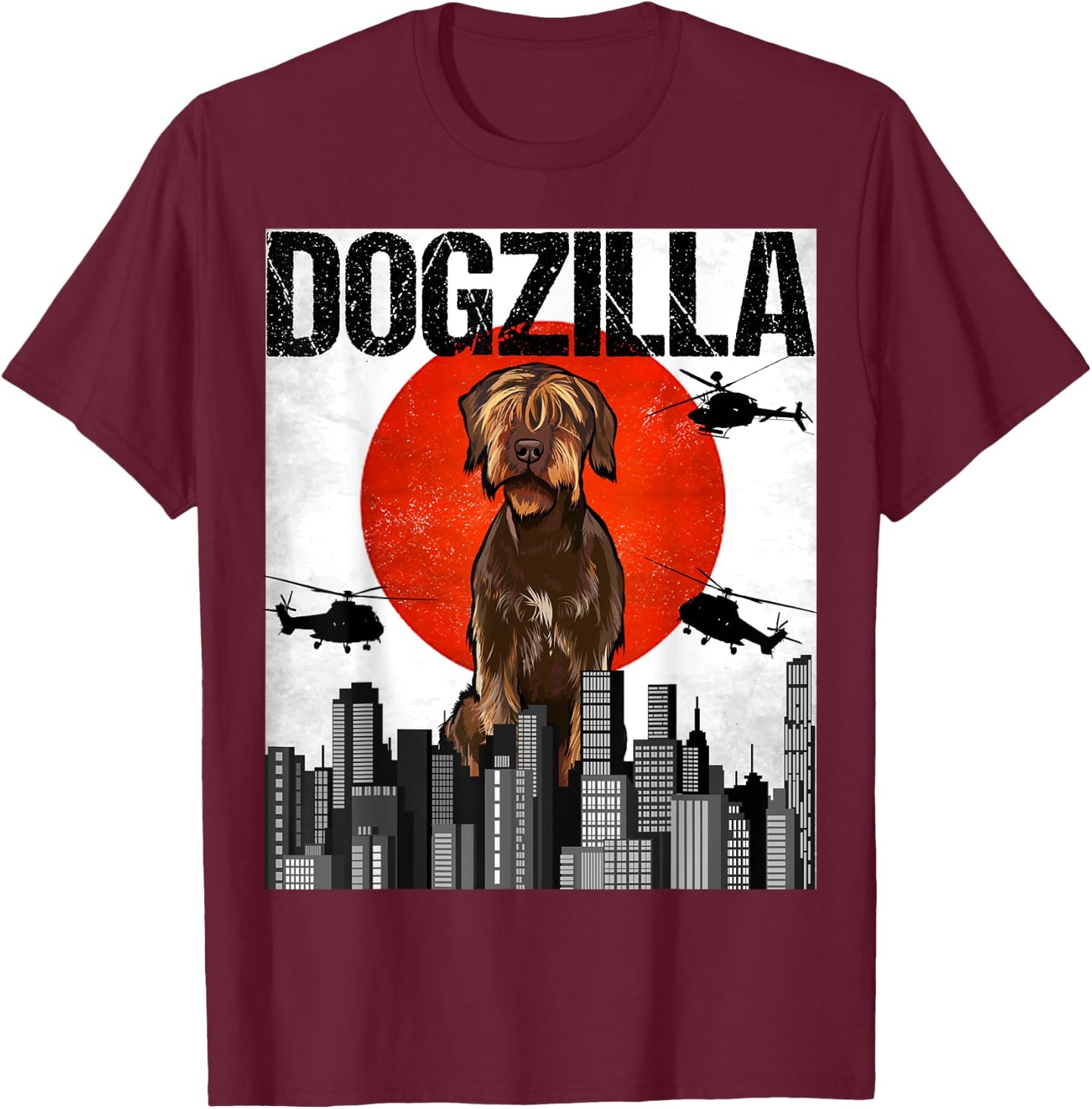 Funny Vintage Japanese Dogzilla Wirehaired Pointing Griffon T-Shirt - T-Shirt | Maroon