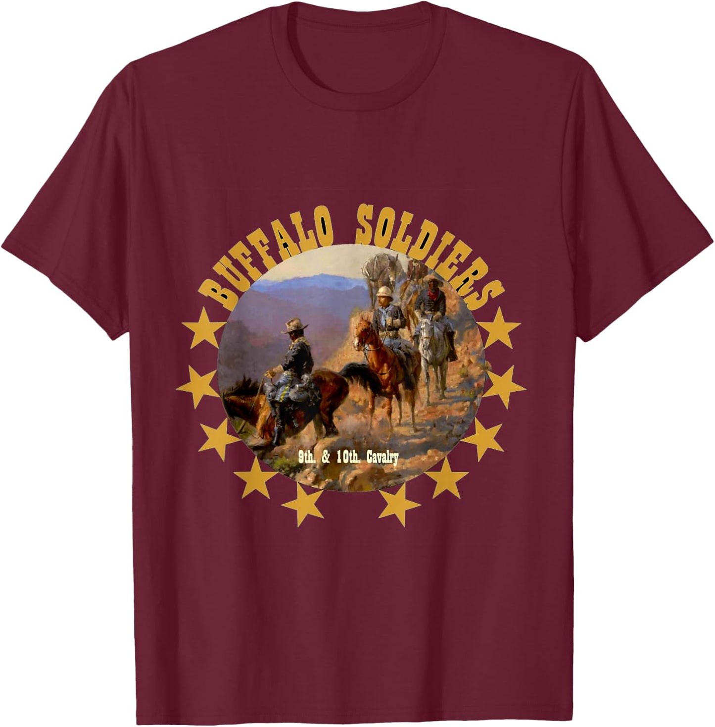 Buffalo Soldiers Tribute 9th 10th Cavalry African American T-Shirt - T-Shirt | Maroon