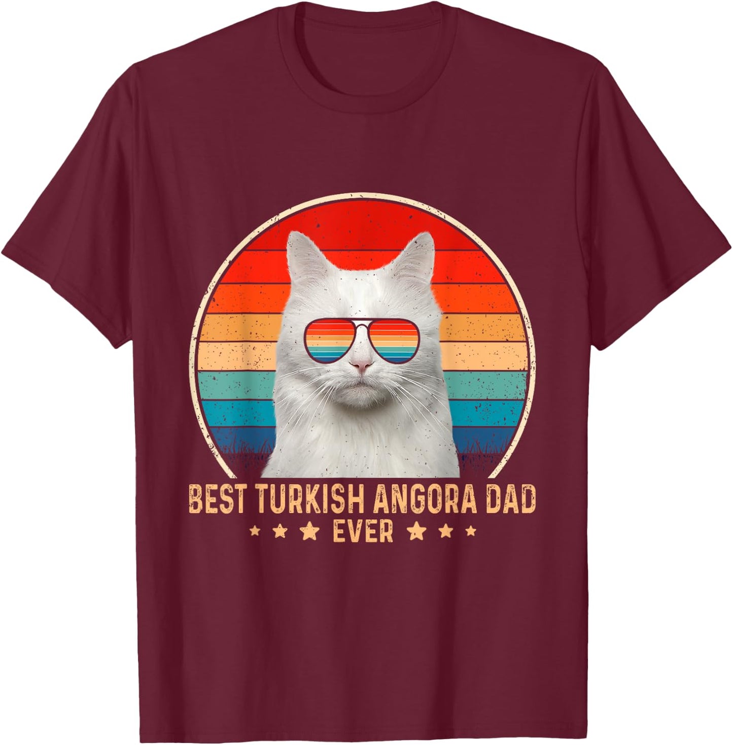Vintage Best Turkish Angora Dad Ever Father's Day T-Shirt - T-Shirt | Maroon