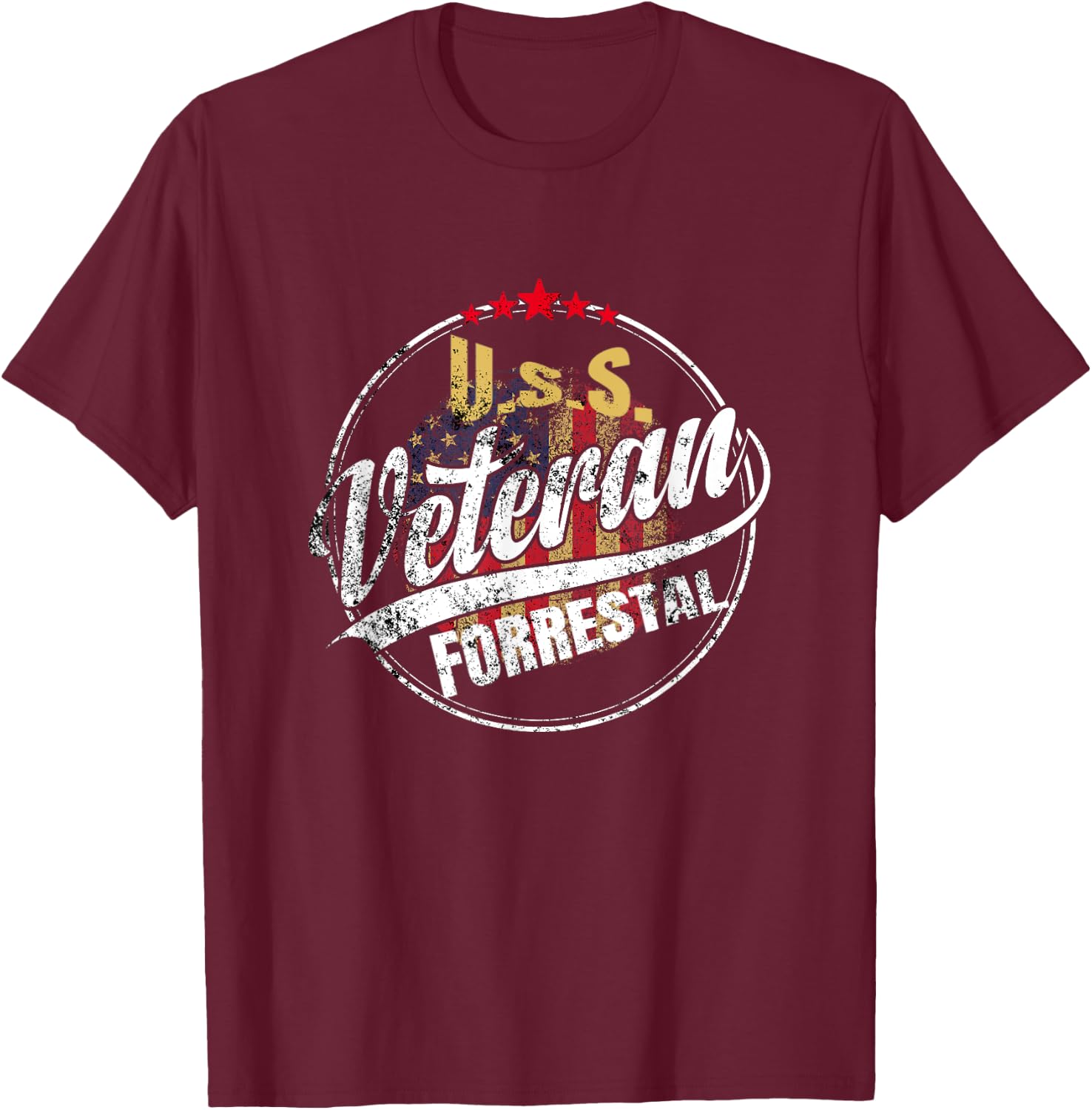USS Forrestal Veteran Supercarrier T-Shirt - T-Shirt | Maroon