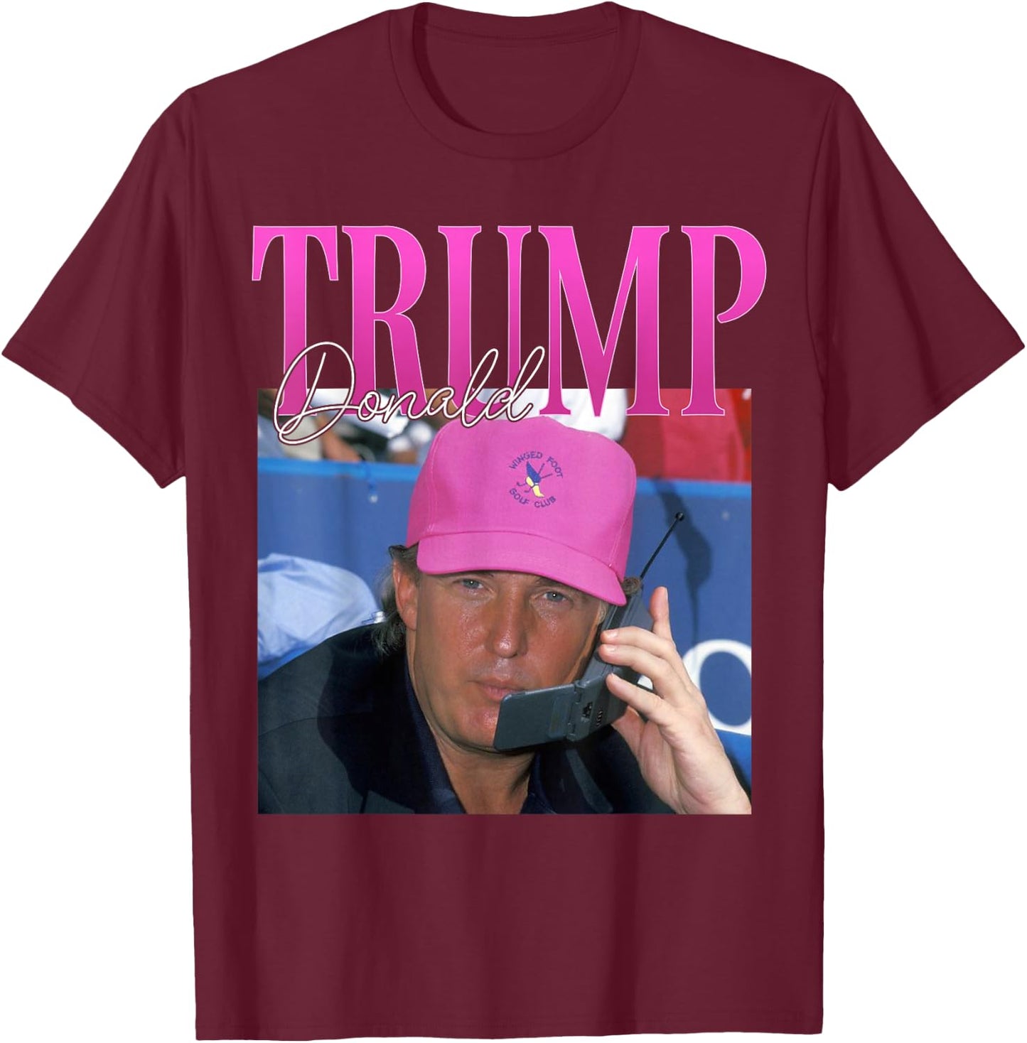 Funny Donald Trump Miss Me Yet Y2K Vintage 90s Trump Pink T-Shirt - T-Shirt | Maroon