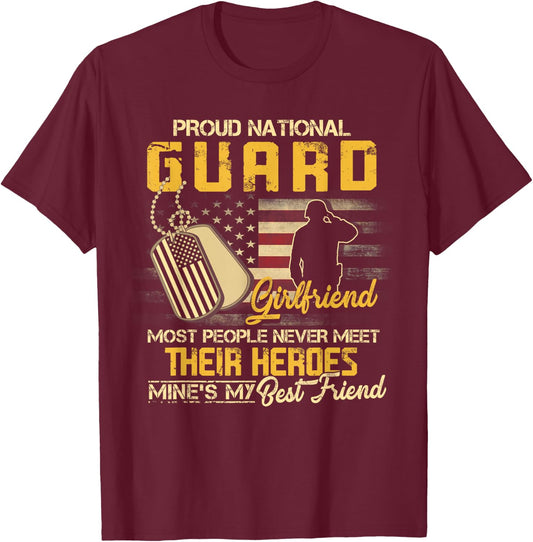 Proud National Guard Girlfriend Military Girlfriend T-Shirt - T-Shirt | Maroon