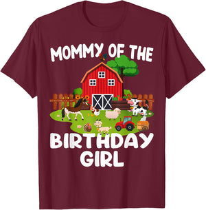 Barnyard Birthday Farm Animals Mommy Birthday Girl T-Shirt - T-Shirt | Maroon