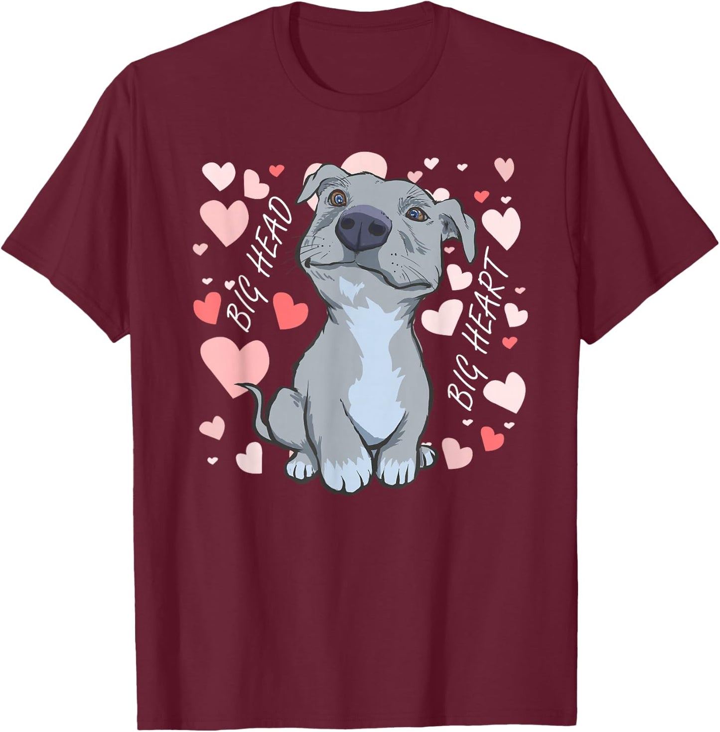Big Heart Pitbull Valentine Pibble Mum Dog Mom Gift T-Shirt - T-Shirt | Maroon