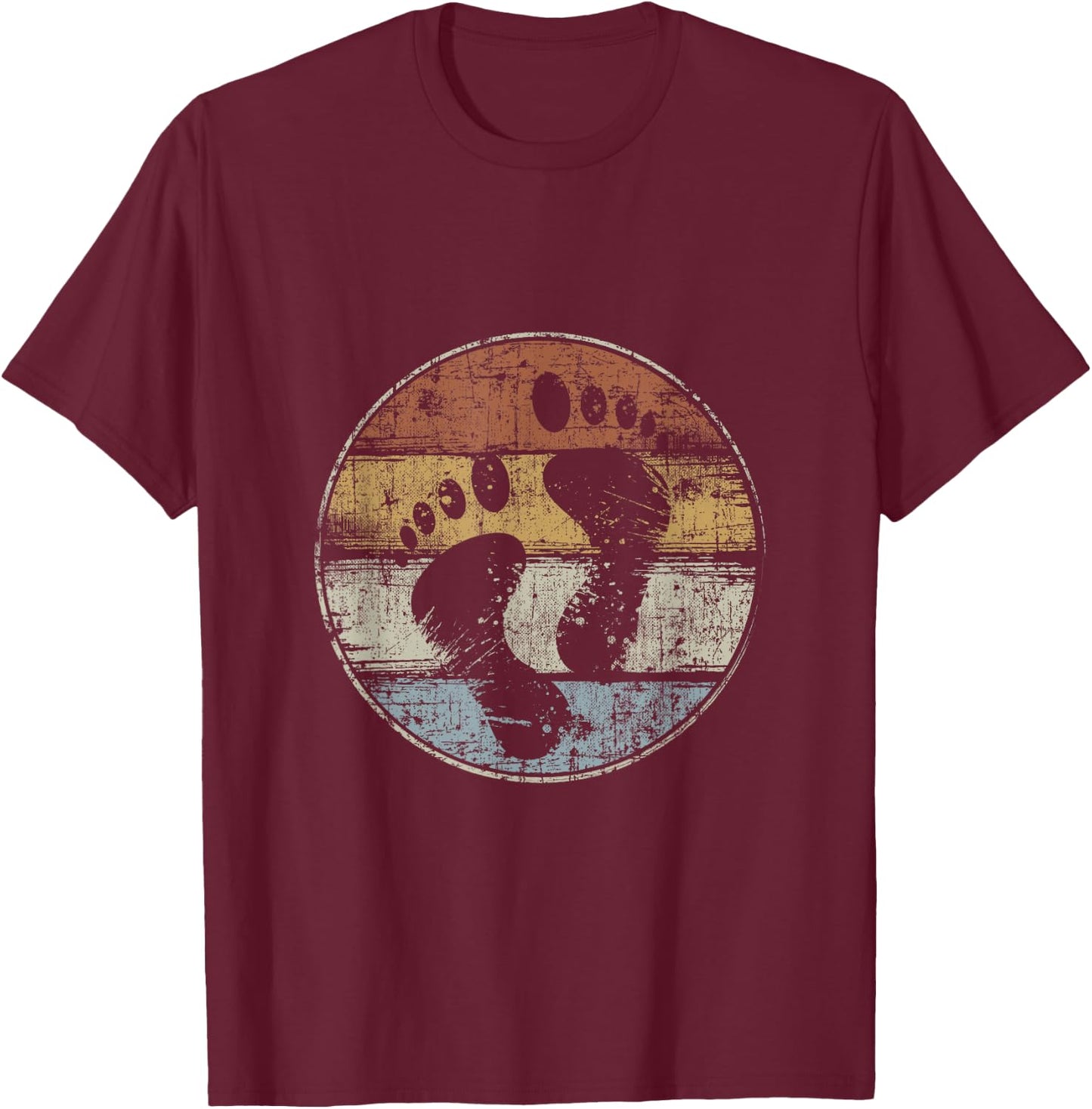 Barefoot Feet Footprint Vintage T-Shirt - T-Shirt | Maroon