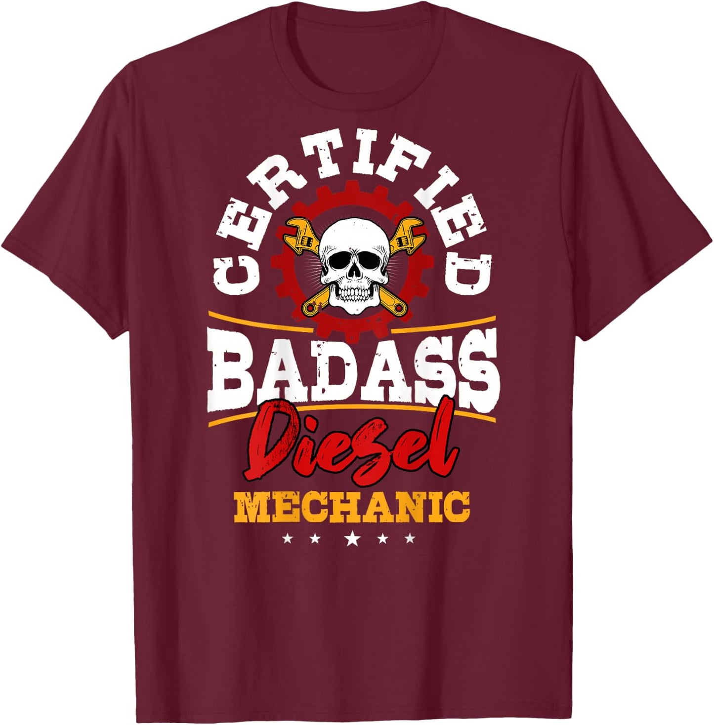 Diesel Mechanic Gifts Design On Back T-Shirt - T-Shirt | Maroon