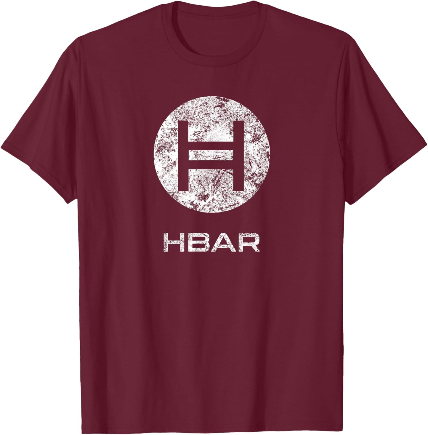 HBAR Crypto Hedera Hashgraph Blockchain Token Distressed T-Shirt - T-Shirt | Maroon