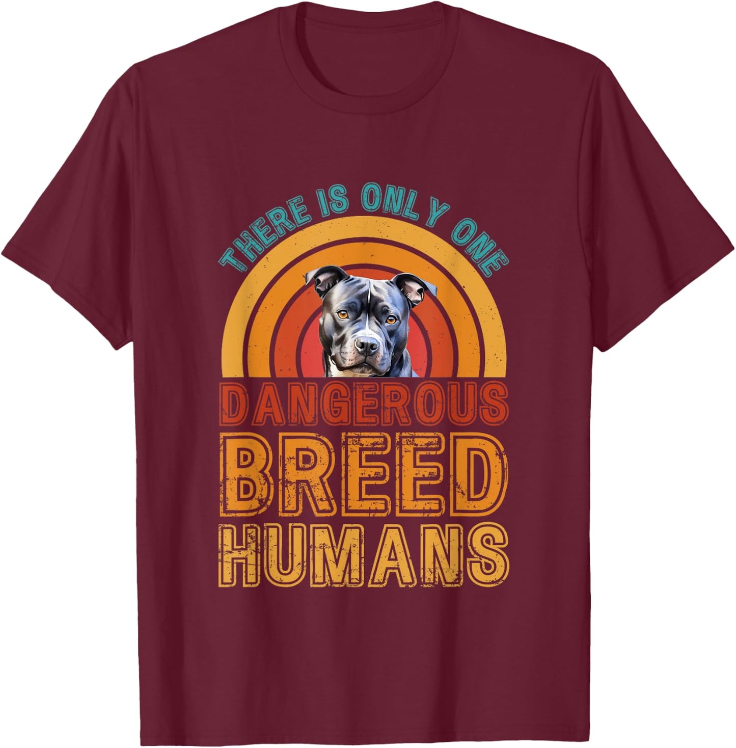 Dangerous Breed Human Pitbull Dog T-Shirt - T-Shirt | Maroon