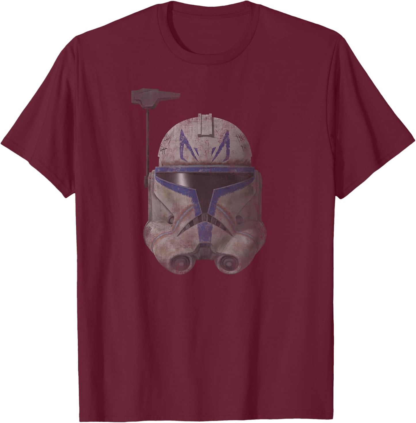 Star Was The Clone Wars Commander Rex Helmet T-Shirt - T-Shirt | Maroon