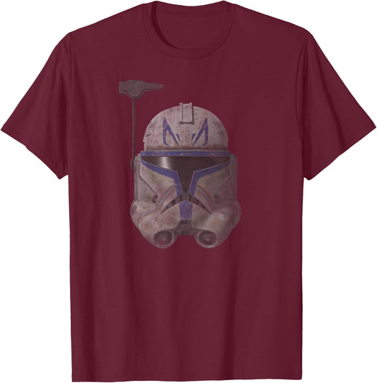 Star Was The Clone Wars Commander Rex Helmet T-Shirt - T-Shirt | Maroon