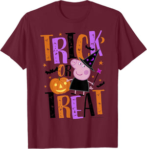 Peppa Pig Halloween Trick Or Treat T-Shirt - T-Shirt | Maroon