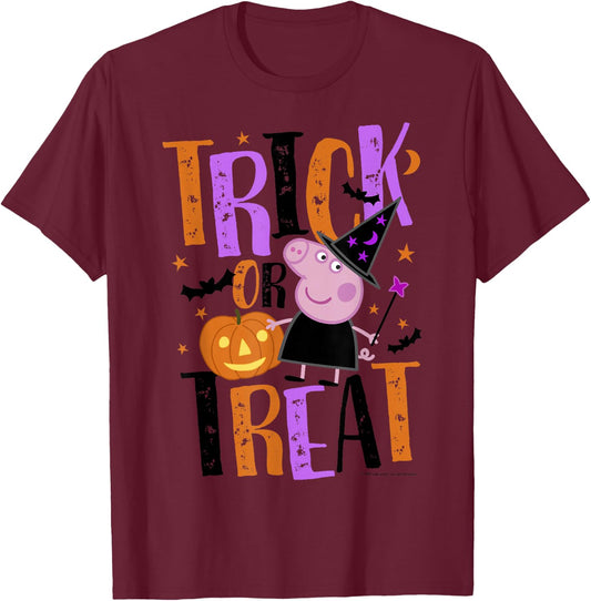 Peppa Pig Halloween Trick Or Treat T-Shirt - T-Shirt | Maroon