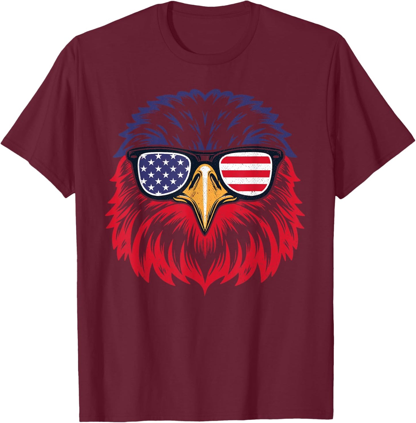 Patriotic Eagle Funny 4th of July US American Flag Men Women T-Shirt - T-Shirt | Maroon