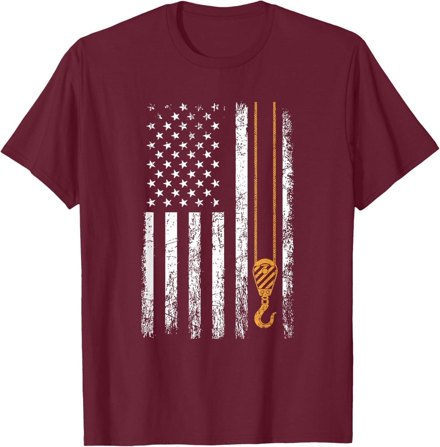 Crane Operator American Flag, Crane Operator T-Shirt - T-Shirt | Maroon