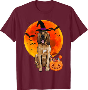Dog Halloween Bloodhound Jack O Lantern Pumpkin Women T-Shirt - T-Shirt | Maroon