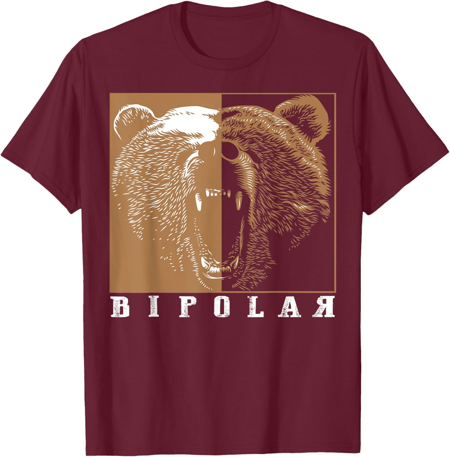 Bipolar | Cute Mental Disorder Polar Bear Gift T-Shirt - T-Shirt | Maroon