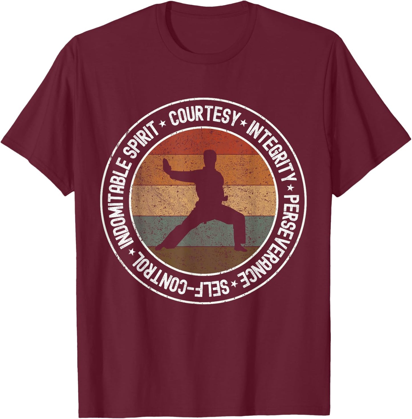 Taekwondo Karate 5 Tenets Martial Arts Uniform Kids T-Shirt - T-Shirt | Maroon