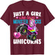 Just a Girl Who Loves Monster Trucks and Unicorns Gift Girls T-Shirt - T-Shirt | Maroon