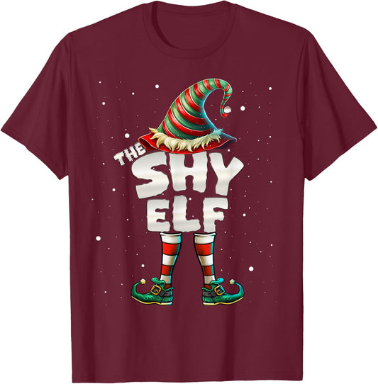 I'm The Shy Elf Family Matching Group Christmas T-Shirt - T-Shirt | Maroon